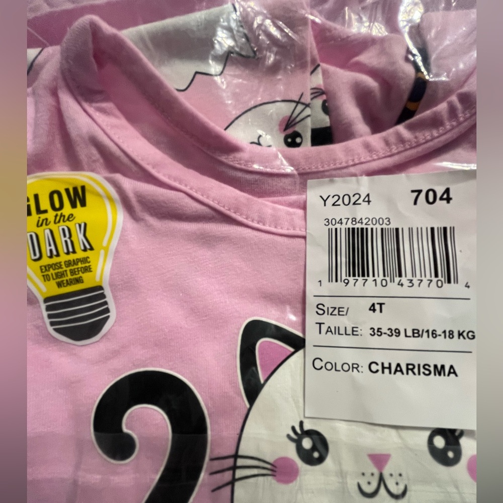 NWT The Children’s Place Halloween Girls Glow Cat Ghost Cotton Outfit Set pink - Picture 6 of 6